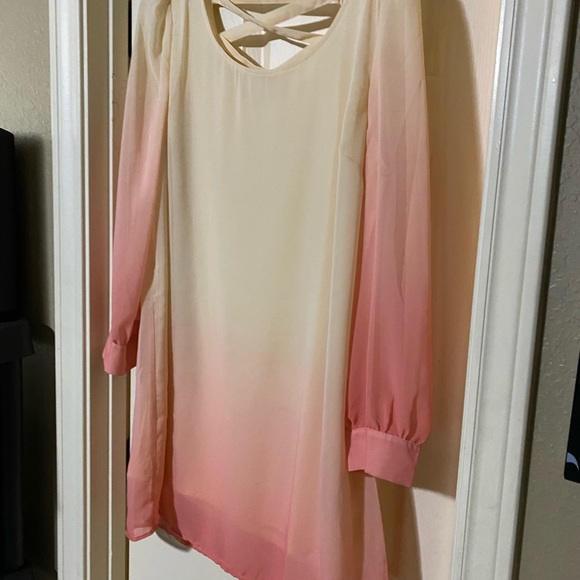 PERCH by Blu Pepper Women’s Midi Dress Peach Cream 35" Criss Cross Back Size 1X - Picture 4 of 10